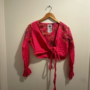 Roopa Pemmaraju pink flower wrap S NWT